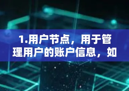 1.用户节点,用于管理用户的账户信息,如密码、地址等 1.用户节点,用于管理用户的账户信息,如密码、地址等